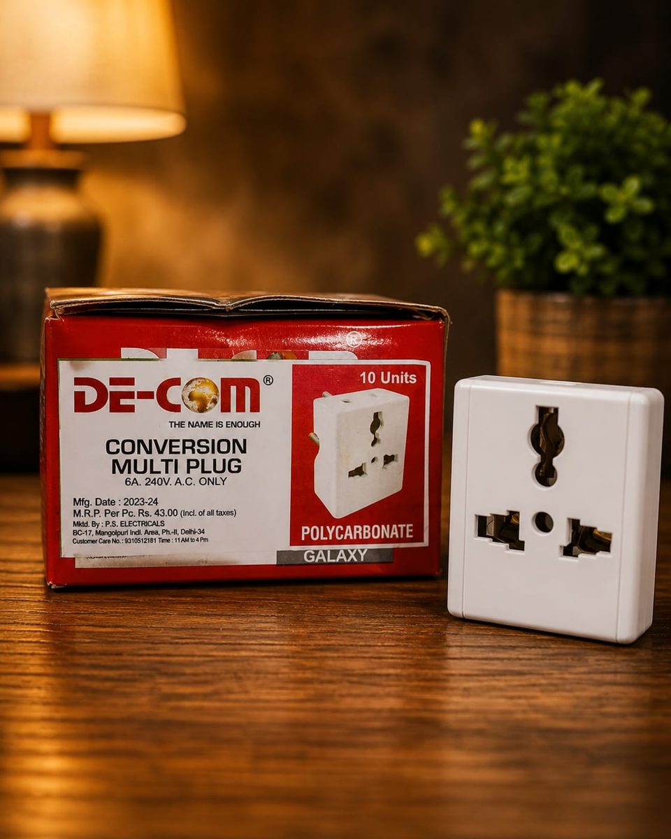 De-Com 6 amp English Pin 3 Pin Multiplug