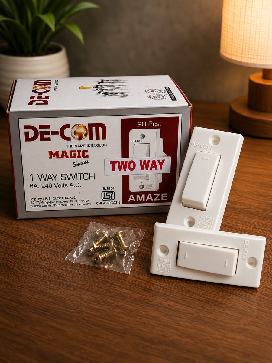 De-com 6 amp 2 Way Switch Amaze Non-Modular (Slim Size)