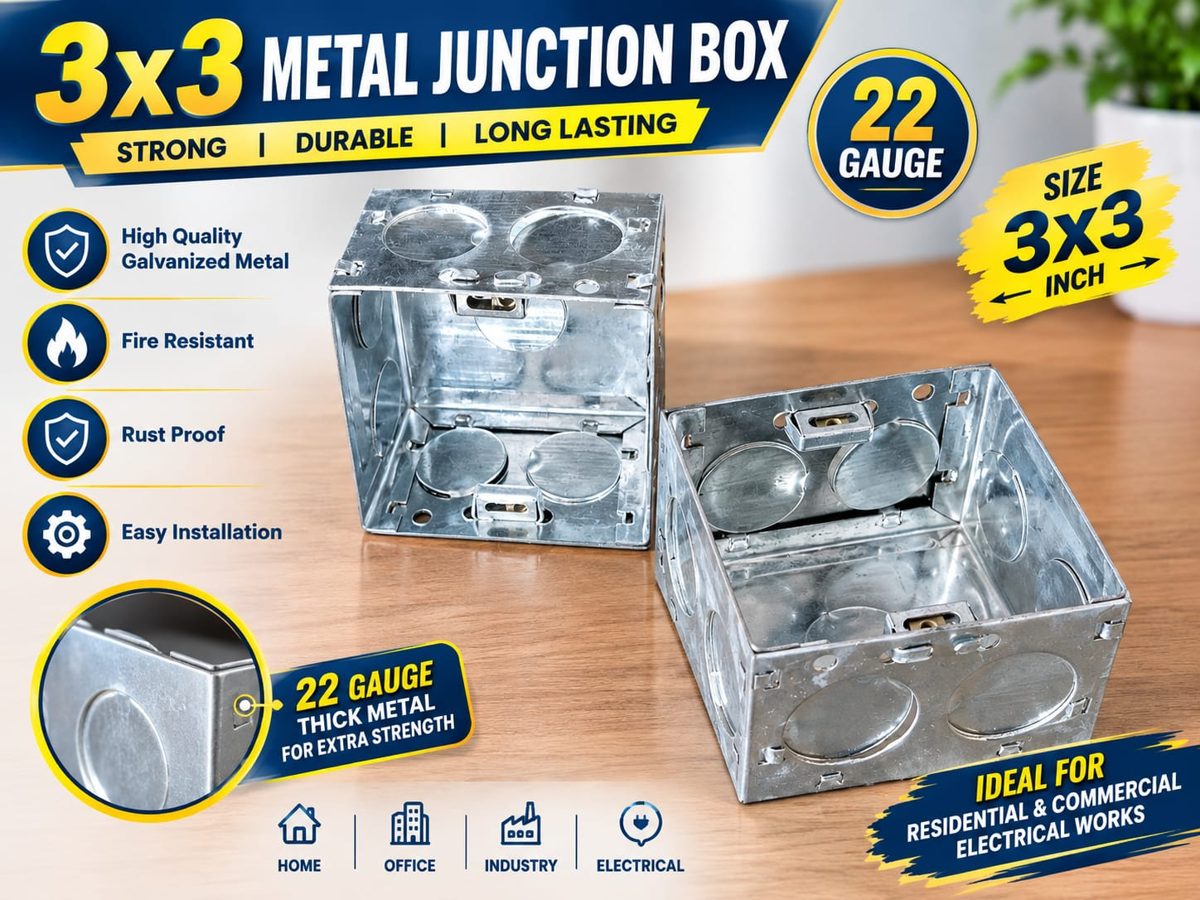 3x3 G.I. METAL BOX 22 Gauge (1/2 Module)