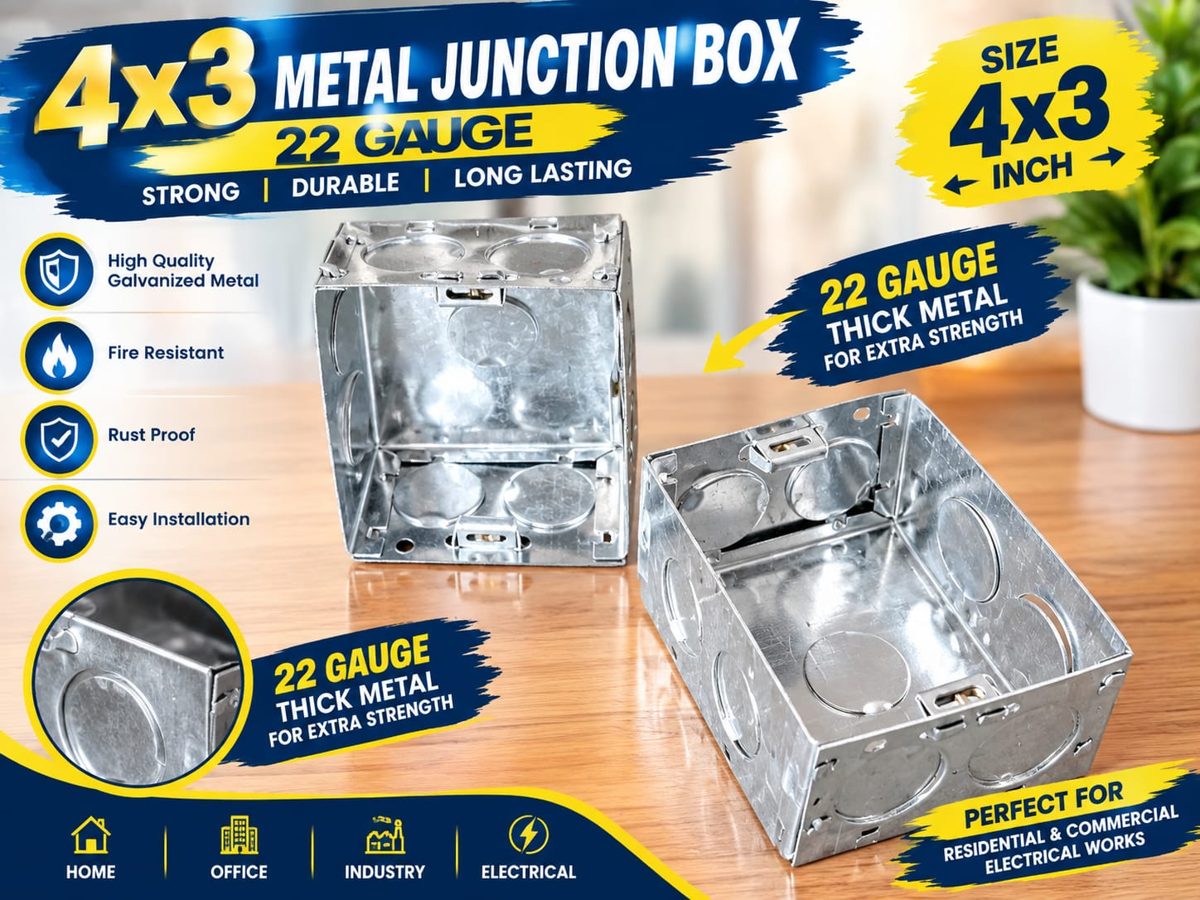 4x3 G.I. METAL BOX 22 Gauge (3 Module)