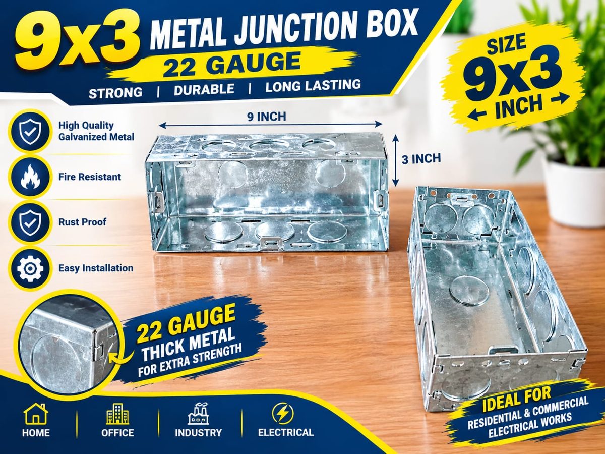 9x3 G.I. METAL BOX 22 Gauge (8 Module) Horizontal