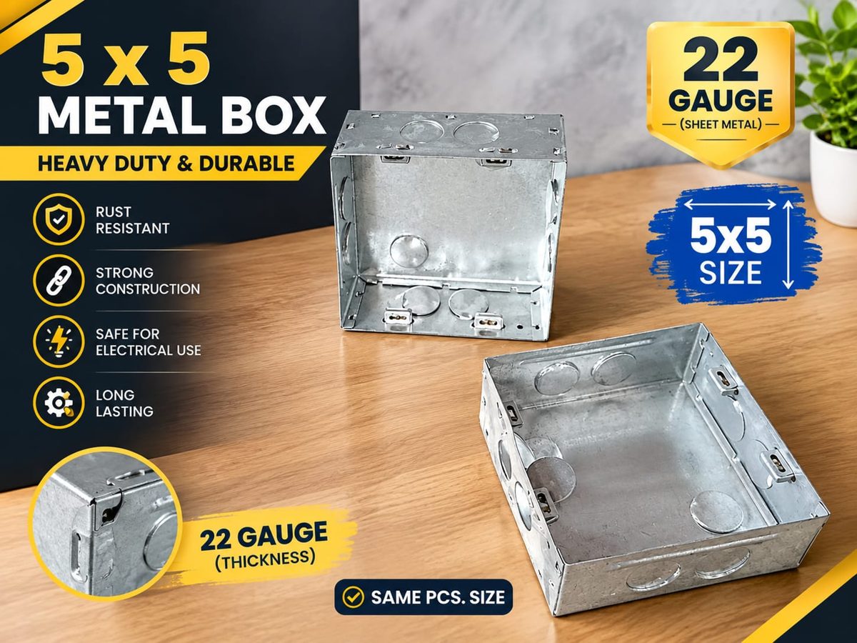 5x5 G.I. METAL BOX 22 Gauge (8 Module) SQUARE