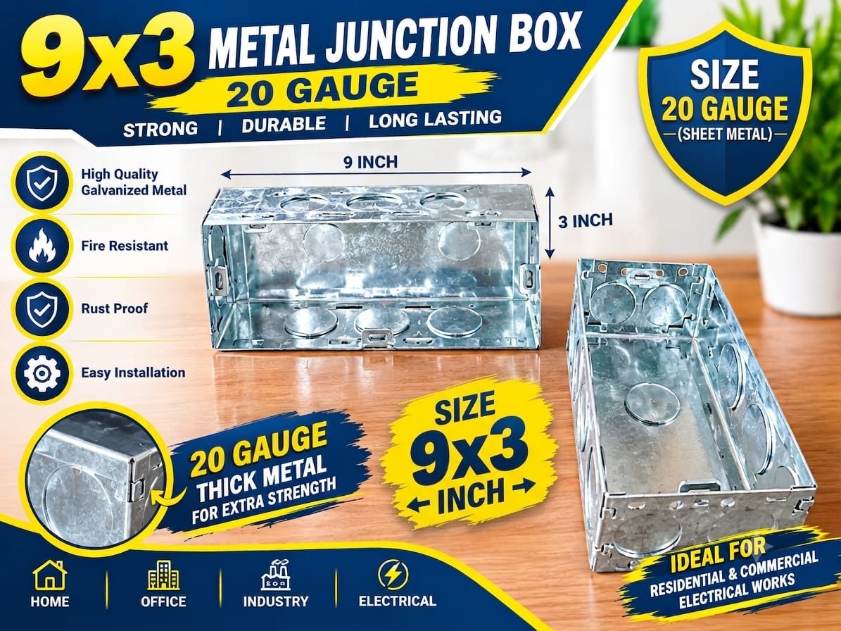 9x3 G.I. METAL BOX 20 Gauge (8 Module) Horizontal